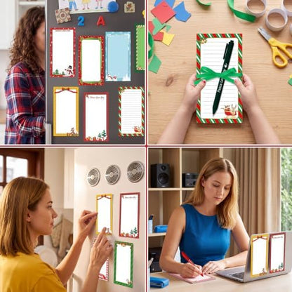 Tellingyou 60 Pcs Christmas Sticky Notes with Pens and Ribbons 10