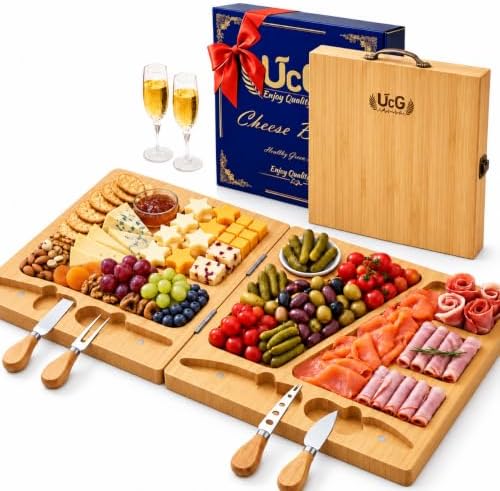 Beautiful Gift Bamboo Charcuterie Boards: Folding Easy Storage, Large
