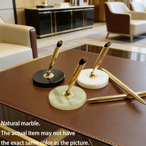 Executive Pen Holder - Natural Onyx Stone Dual Pen Stand for Reception