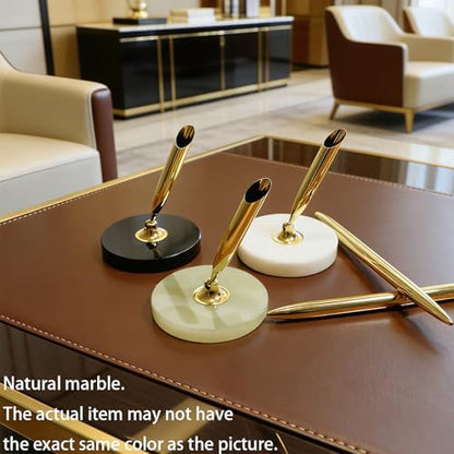 Executive Pen Holder - Natural Onyx Stone Dual Pen Stand for Reception