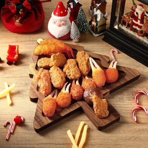 Ziliny 6 Pcs 12" Acacia Wood Christmas Charcuterie Board, Christmas