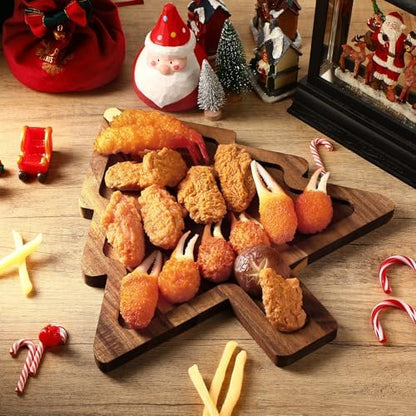 Ziliny 6 Pcs 12" Acacia Wood Christmas Charcuterie Board, Christmas