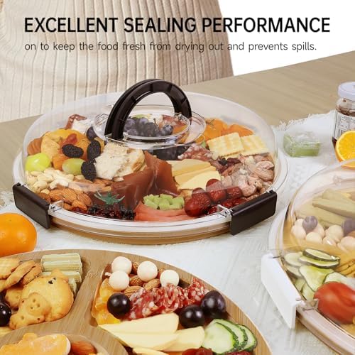 Renmxj Large Round Charcuterie Boards with Lid, Cheese & Serving Tray