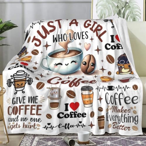Coffee Blanket Gifts for Women Drink Lovers,Cute Cafe Accessories