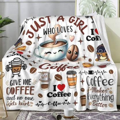 Coffee Blanket Gifts for Women Drink Lovers,Cute Cafe Accessories