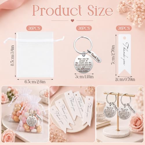 108 Pcs Employee Appreciation Gifts Bulk Thank You Keychain Set