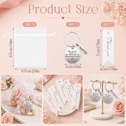 108 Pcs Employee Appreciation Gifts Bulk Thank You Keychain Set