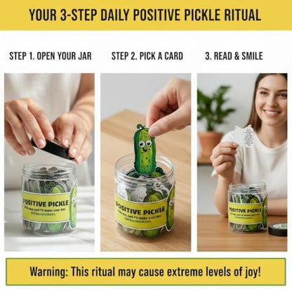DEARMINE 60 Positive Pickle Cards Jar, Birthday Gifts for Women