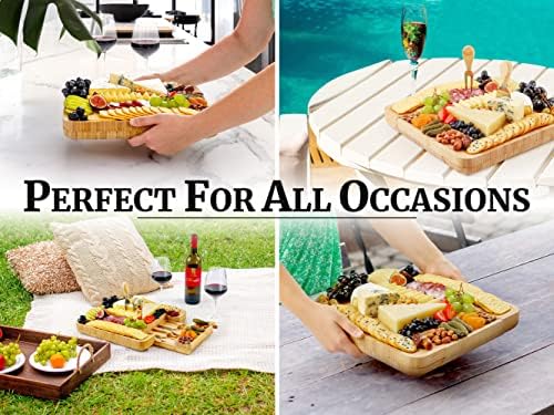 Zulay Kitchen Premium Bamboo Cheese Board Set - Extra Thick Bamboo