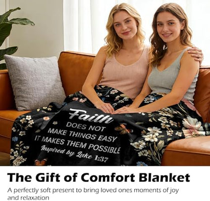 Christian Religious Gifts for Women Faith Throw Blanket 60"x50"