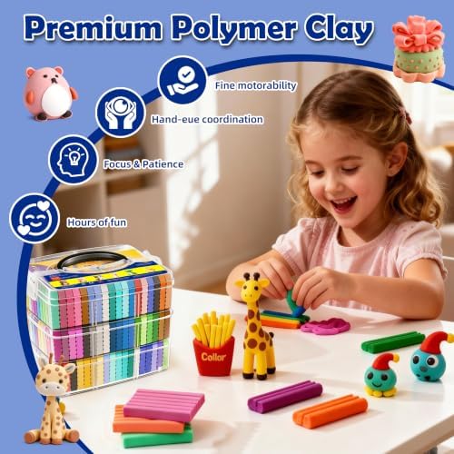 Artpar Polymer Clay Kit,102 Colors Modeling Clay for Kids,Oven Bake