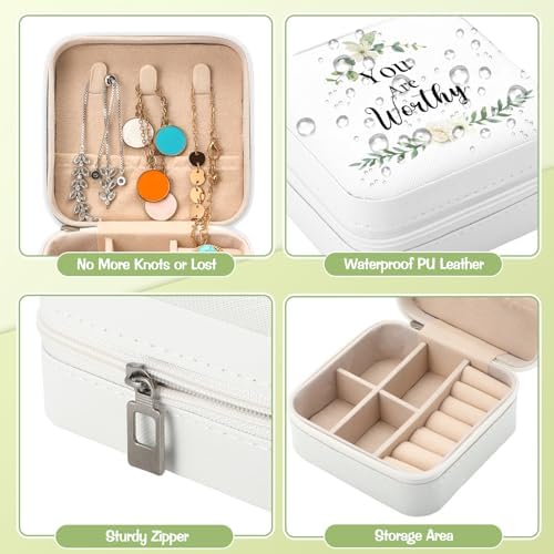 Kacctyen 12 Pcs Small Jewelry Travel Case Bulk Xmas Green Leaf Jewelry