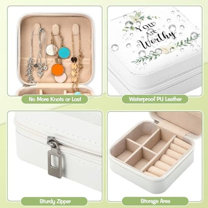 Kacctyen 12 Pcs Small Jewelry Travel Case Bulk Xmas Green Leaf Jewelry