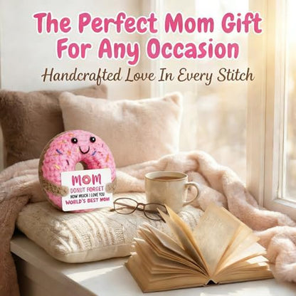 Handmade Crochet Donut Plush for Mom Sweet Emotional Support Gift