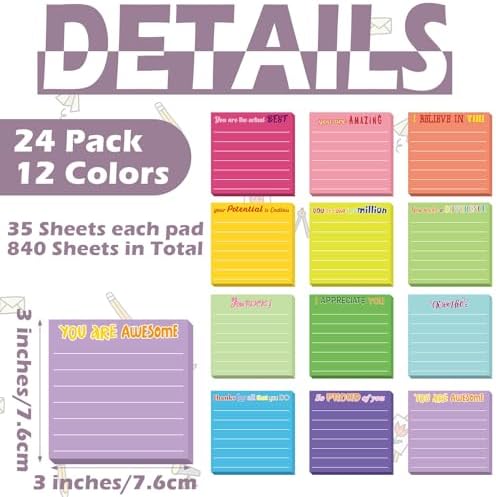 Yinder 24 Pcs Inspirational Sticky Notes Gifts, Appreciation