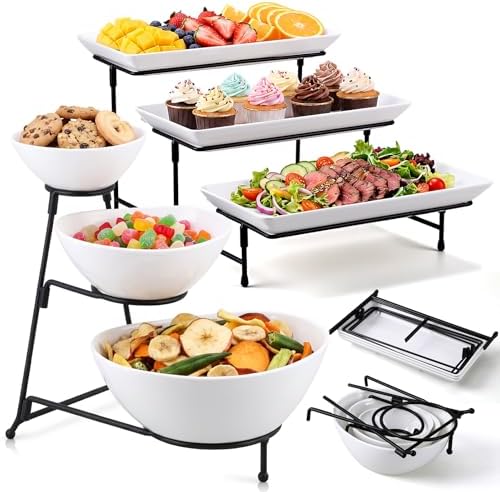 2 Set 3 Tiered Serving Trays & Platters for Serving Parties