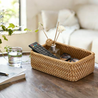 BTSKY Small Remote Basket for Coffee Table Entryway Living Room