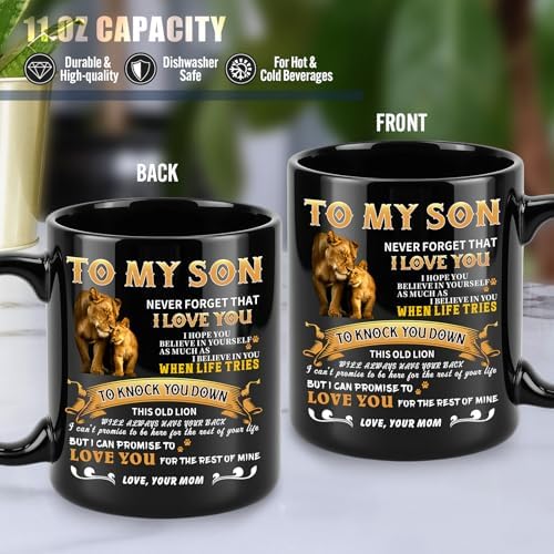 11 Pcs Son Gifts from Mom with 11 Oz Ceramic Cup, Leather Journal
