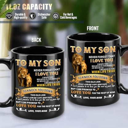 11 Pcs Son Gifts from Mom with 11 Oz Ceramic Cup, Leather Journal