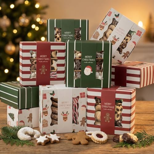 ZICOTO Beautiful Christmas Cookie Boxes Set Of 9 - Cute Containers to
