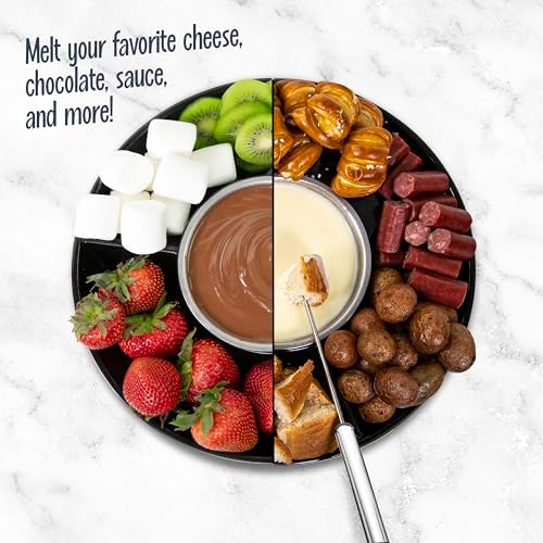 Nostalgia Electric Fondue Party Set – 10 oz Melting Pot, 4 Roasting