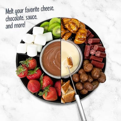 Nostalgia Electric Fondue Party Set – 10 oz Melting Pot, 4 Roasting