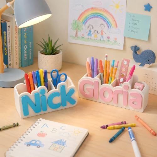 Personalized Name Desk Organizer 3D Printed Pen Pencil Holder