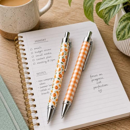 8PC Orange Fruit Theme Pens Bulk Gift Set Cute Fruity Zest Summer Fall