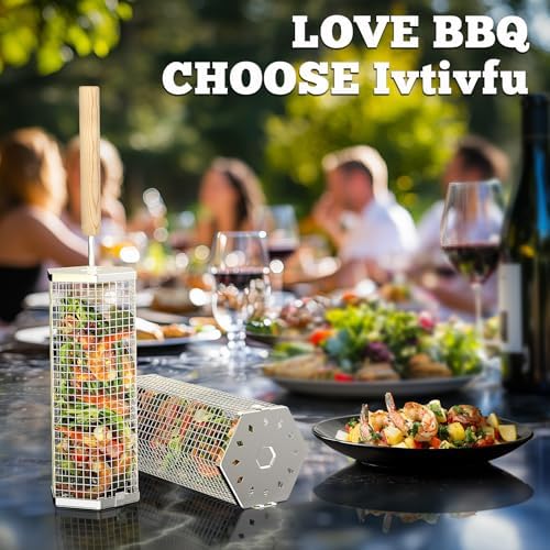 Rolling Grill Basket, Grilling Accessories, Outdoor Camping, Gifts for