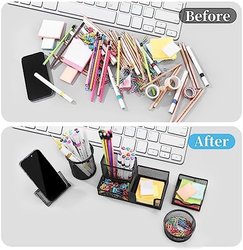 Mesh Pen Holder for Desk Pencil Holders 5 Pieces Desk Organizer Office