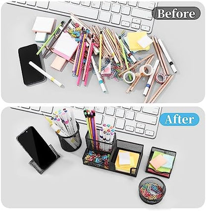 Mesh Pen Holder for Desk Pencil Holders 5 Pieces Desk Organizer Office