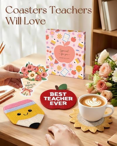 Slohif Cute Woven Drink Coasters Funny Gifts for Home Desk Coffee