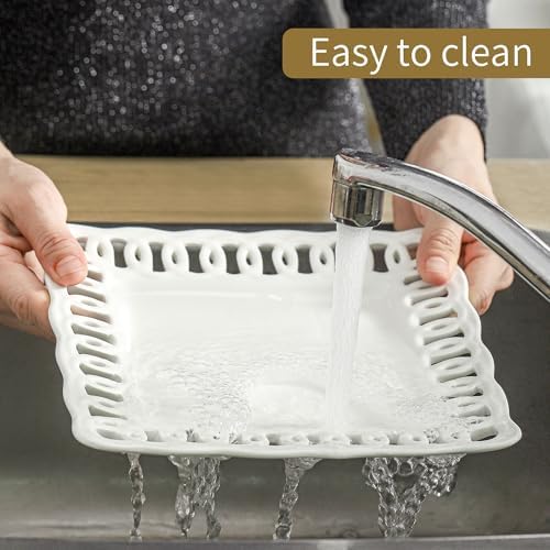 Ceramic Square Dinner Plates, 11 inch Square Serving Plate Set of 4