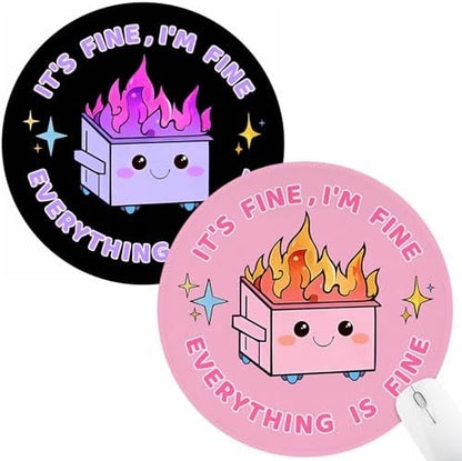 Hancynir 2Pcs Dumpster on Fire Mouse Pad, Funny Mousepad for Desk