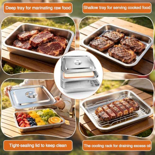 Grill Prep Trays and Carry System 5 in 1, Grilling Prep & Serve BBQ