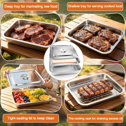 Grill Prep Trays and Carry System 5 in 1, Grilling Prep & Serve BBQ