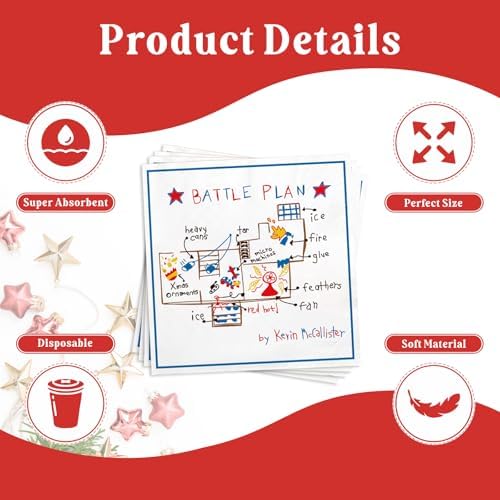 Home Alone Christmas Cocktail Napkins, 50 Pack Holiday Disposable