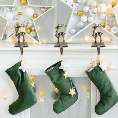 6 Pieces Reindeer Christmas Stocking Holder Christmas Hooks Skid