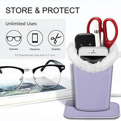 FINTIE Plush Lined Eyeglasses Holder, Glasses Stand Case For