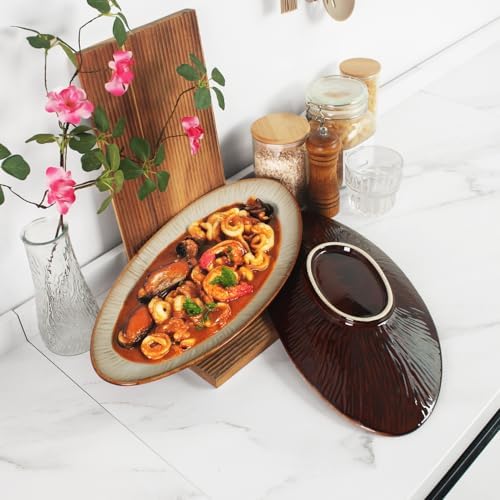 Ceramic Serving Platters, Dinner Plate Set of 2, Large Serving Tray