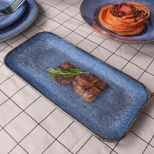 Porcelain Plate Set Large Serving Tray Set of 4, Reusable Serving