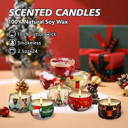 24 Pack Christmas Scented Candles - Natural Soy Wax Advent Candles