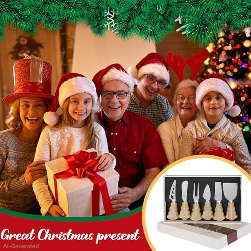 Wooden Cheese Knives Set,Christmas Tree Wood Handle Butter knives For