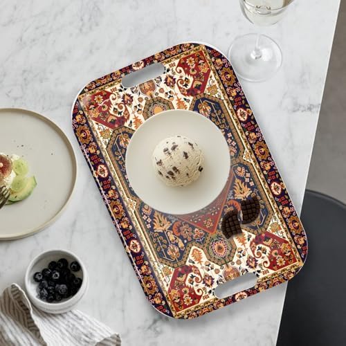 Serving Trays with Handles, 14.5 x 9.8 inch Rectangular Plastic Tray