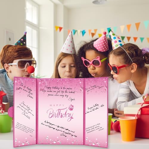 Crenics Hot Pink Happy Birthday Guest Sign in Book Alternative 18" x