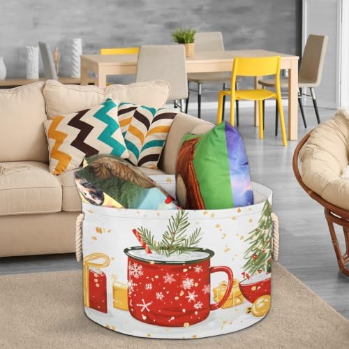 Christmas Tree Mug Gift Large Round Storage Basket, Collapsible
