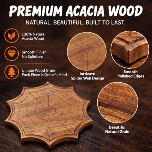 Ziliny Halloween Charcuterie Board, Mini Spider Web Cutting Board Gift