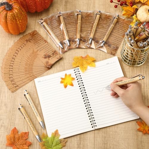 Epakh 50 Sets Thanksgiving Gifts Bulk, Fall Pens with Cards, Retro