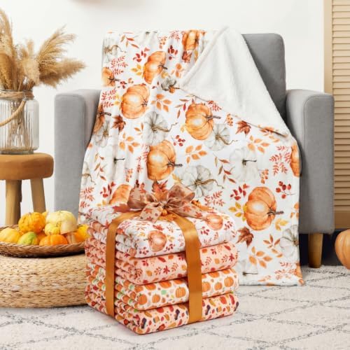 Buryeah 4 Pack Fall Throw Blankets Bulk Flannel Blanket