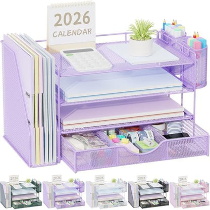 gianotter Desk Organizers and Accessories with File Holder, 4-Tier